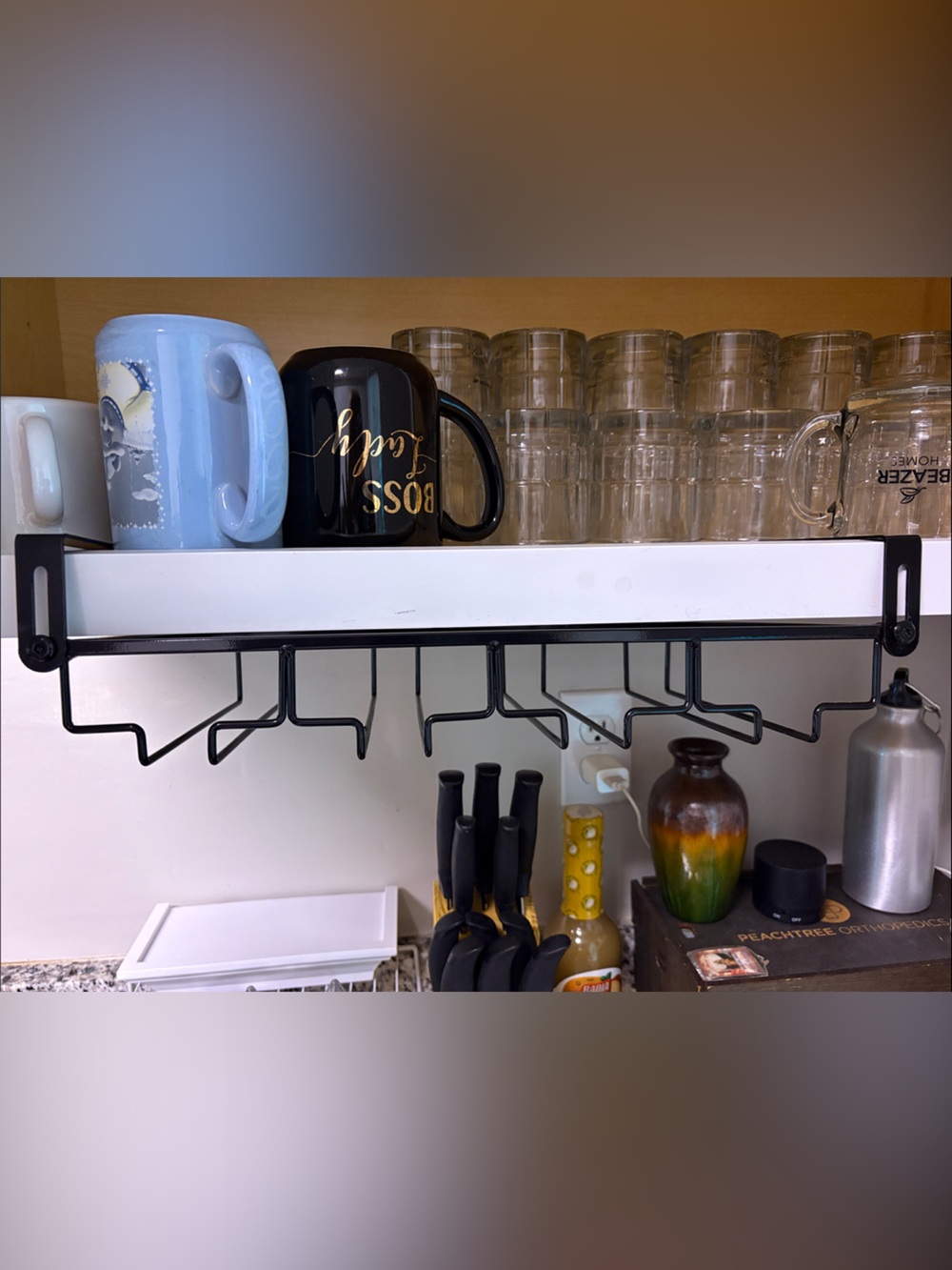 Set of 2 Black Metal Wine Glass Racks 16in long